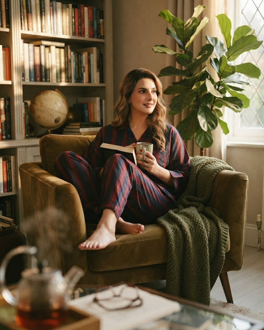 Luxury Striped Silk Night Suit for Women – Husna Nayab Clothing